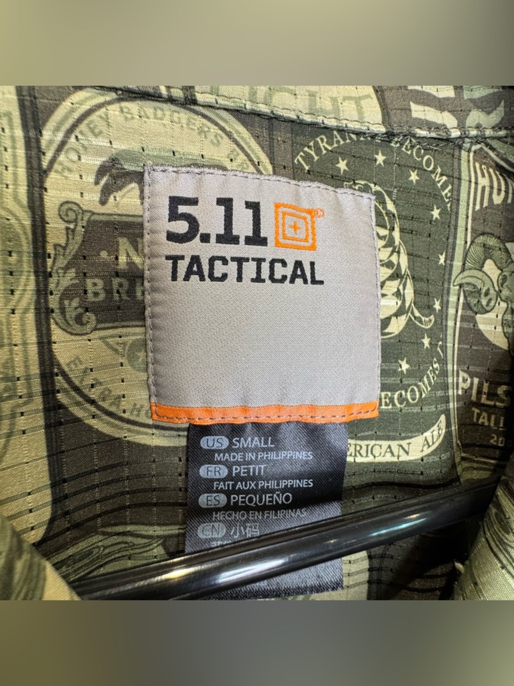 5.11 Tactical Men's Small 99 Beer Cans Print Wyatt Short Sleeve Snap Button Up - Picture 5 of 7